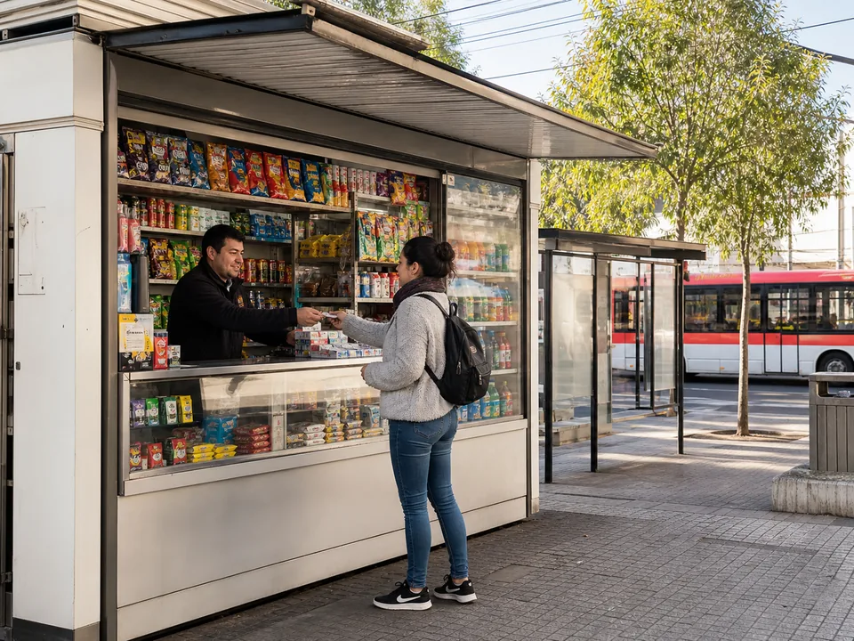 Presentación visual de un kiosco chileno de alto flujo