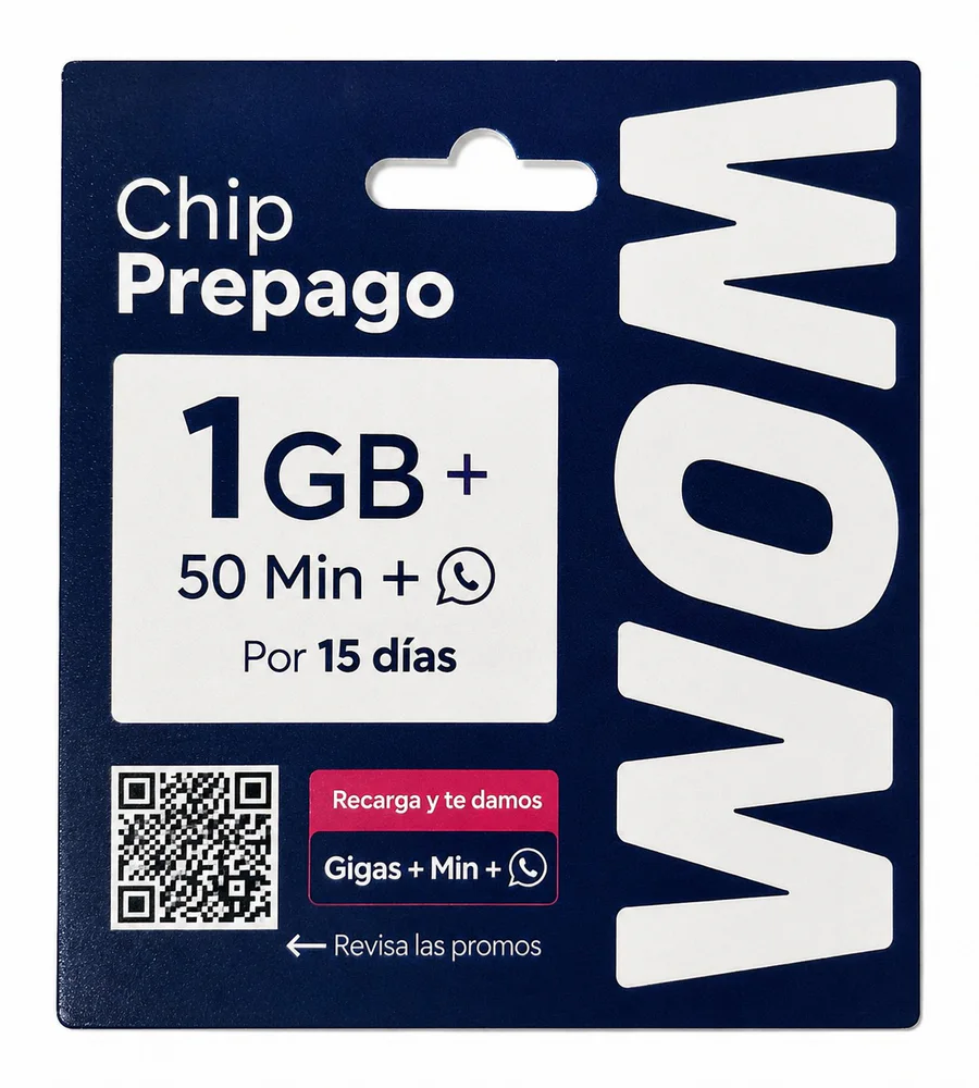 Empaque de referencia del Chip Prepago WOM